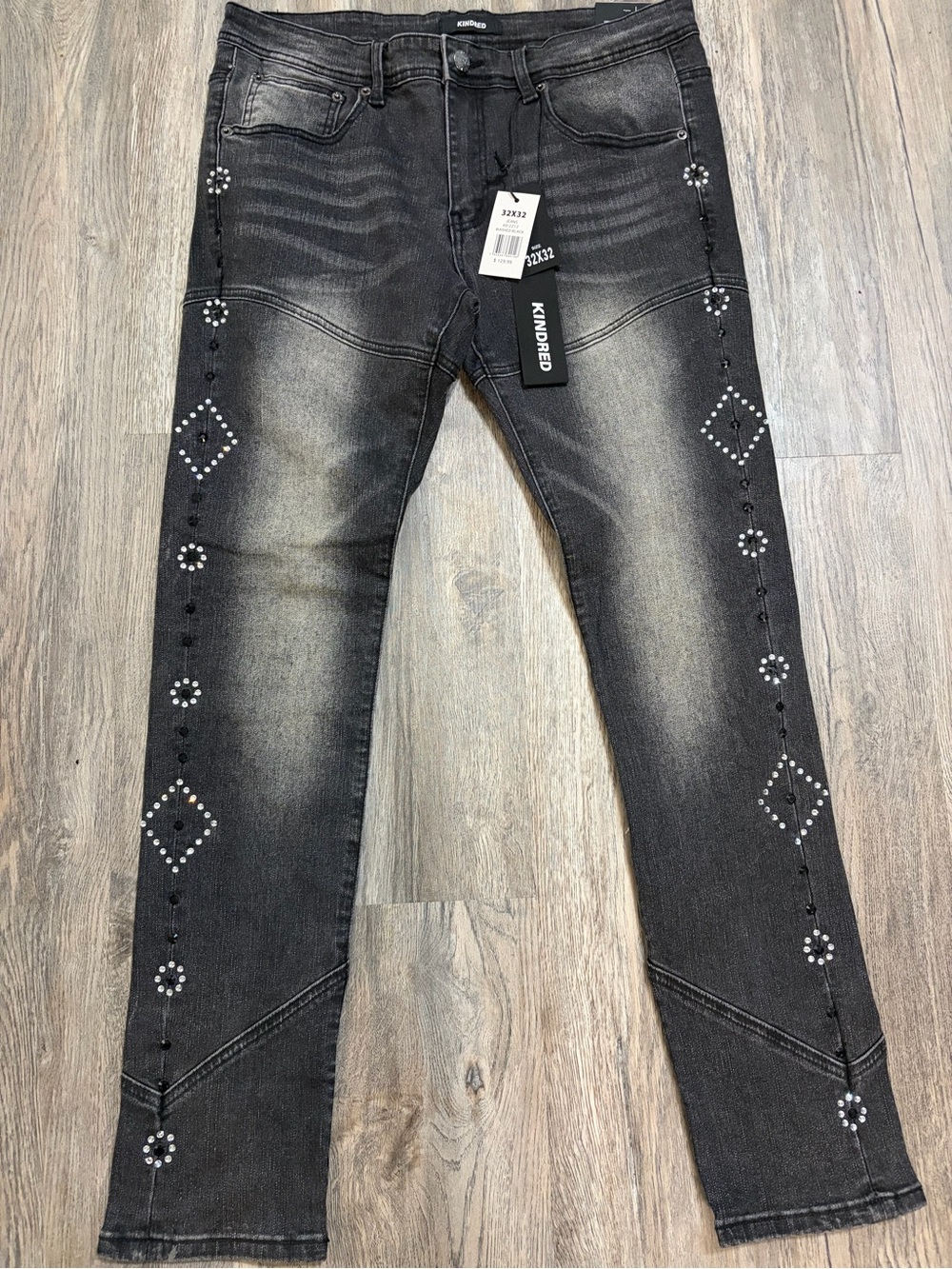 Kindred Black Stud-Detail Skinny Jeans for Men